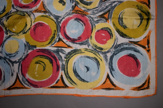 1940's Colorful Swirl Motif Silk Scarf - image 5