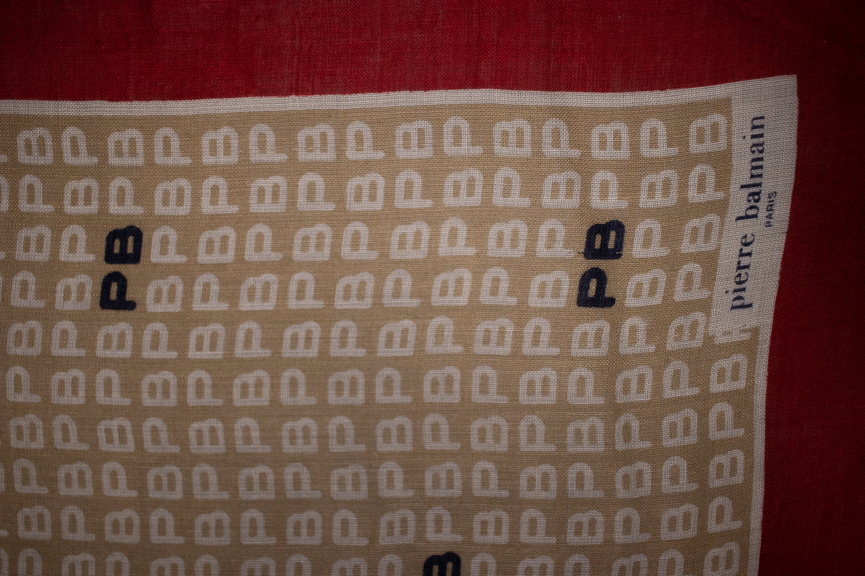1970's PIERRE BALMAIN Red and Beige Cotton Scarf Balmain Handkerchief -  Etsy Denmark