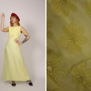 1960&#39;s Yellow Maxi Cocktail Dress - Size S