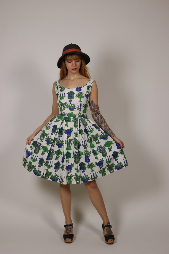 1950's Novelty Cotton Sundress - Size S - image 4