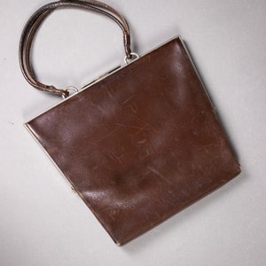 1930's Brown Leather Clutch Bag 1930's Small Leather Bag image 7