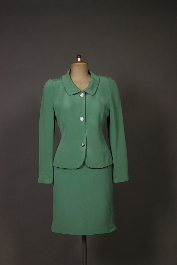 1980's AKRIS Pale Green Silk Set - 80's AKRIS Min… - image 10