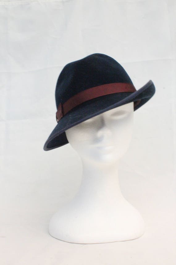 navy blue felt hat