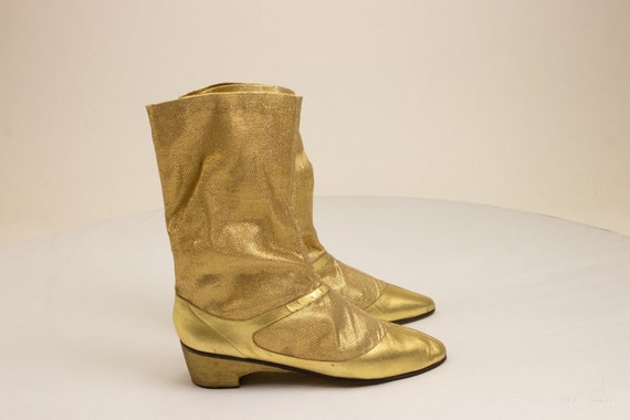 COLLECTOR PIECE 1960s Gold Gogo Boots Size 38 1 2 Etsy