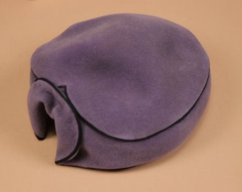 1950s Purple Wool Pillbox Hat