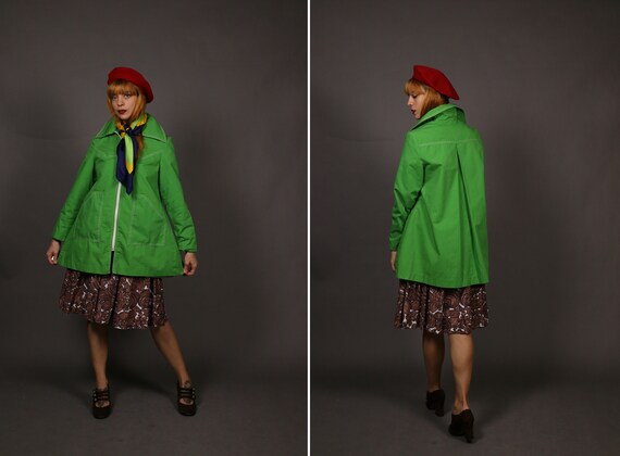 1970's Green Dagger Collar Spring Coat - Size S/M