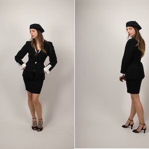 1980s Black and White THIERRY MUGLER Suit - Size S