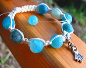 Healing bracelet Natural Agate gemstone Blue beads Energy Bracelet Shambala Handmade Yoga bracelets Dragon vein agate Gift Gemstone jewelry