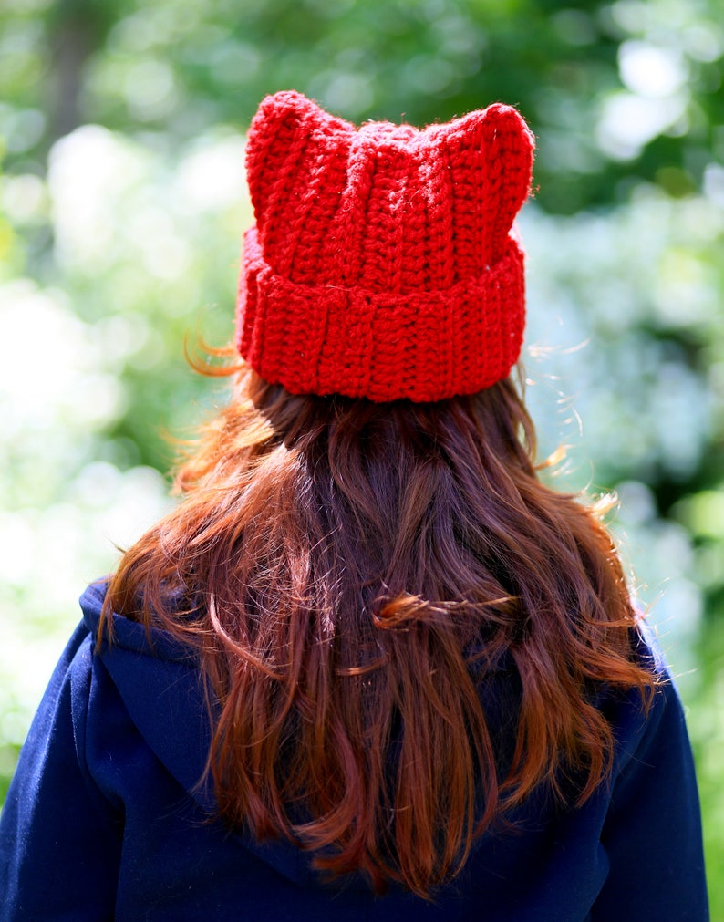 Spring Knitted Hot Red Cat Ears Hat for Adult Crochet Animal Etsy