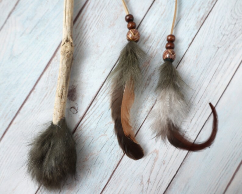 Magic driftwood wand spiritual helper tool with feathers image 4
