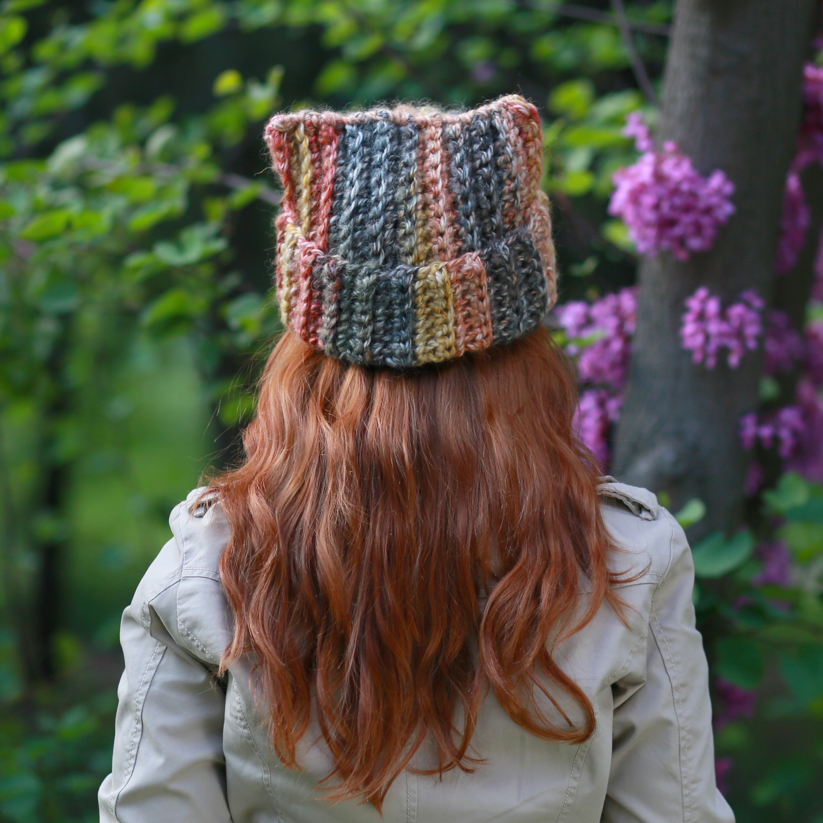 Handmade Crocheted Ribbed Brim Cat Ear Beanie and Fingerless Gloves Set. il_fullxfull.5916280825_hgrx.jpg main image 3