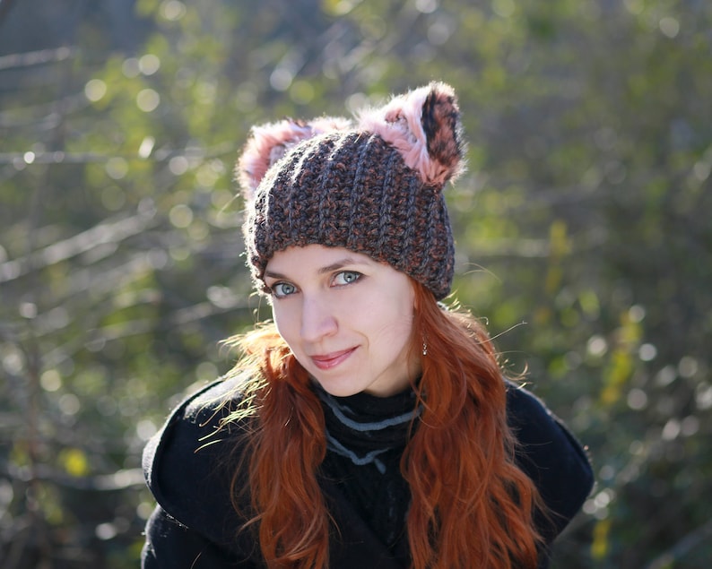 Katze Ohren Frauen Hut gestrickt Acryl warme Winter Beanie Caps häkeln niedlich Katze Ohren Frauen Hut gestrickt Acryl warme Winter Beanie Caps häkeln niedlich