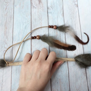 Magic driftwood wand spiritual helper tool with feathers image 6