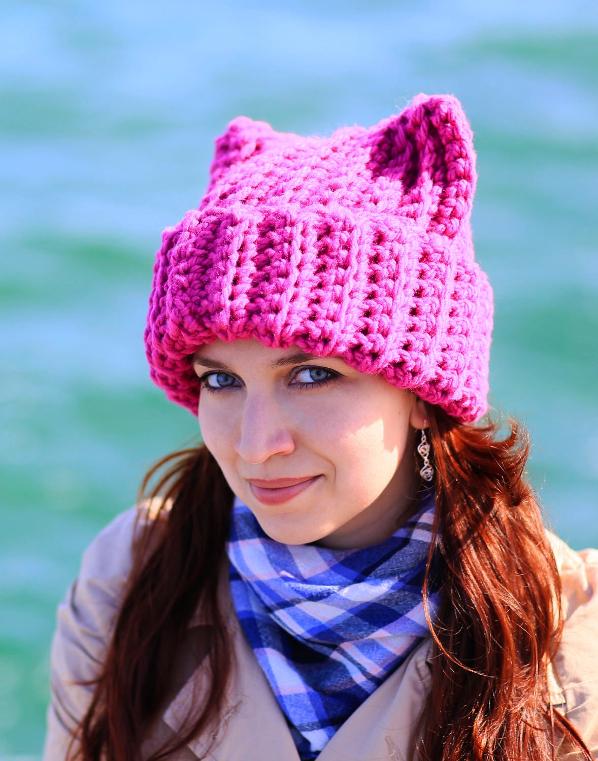 帽子 LOOP YARN SHAGGY CAT EAR KNIT CAP PINK LOOP YARN SHAGGY CAT EAR KNIT CAP PINK（Chunky Cat Ear