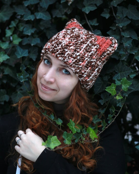 Handmade Cat Ear Beanie Y2K Gothic Knitted Cat Ear Little Devil Hat Women Kawaii  main image 4