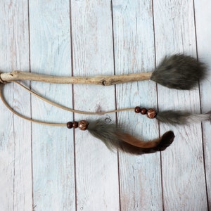 Magic driftwood wand spiritual helper tool with feathers image 7