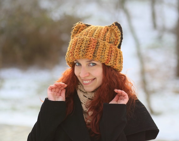 Real Yellow Fox Beanie Slouchy Unisex 