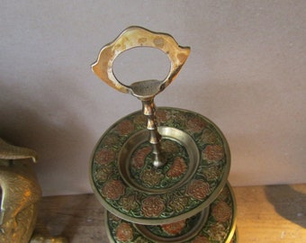 Art Deco hand enameled mini cakestand