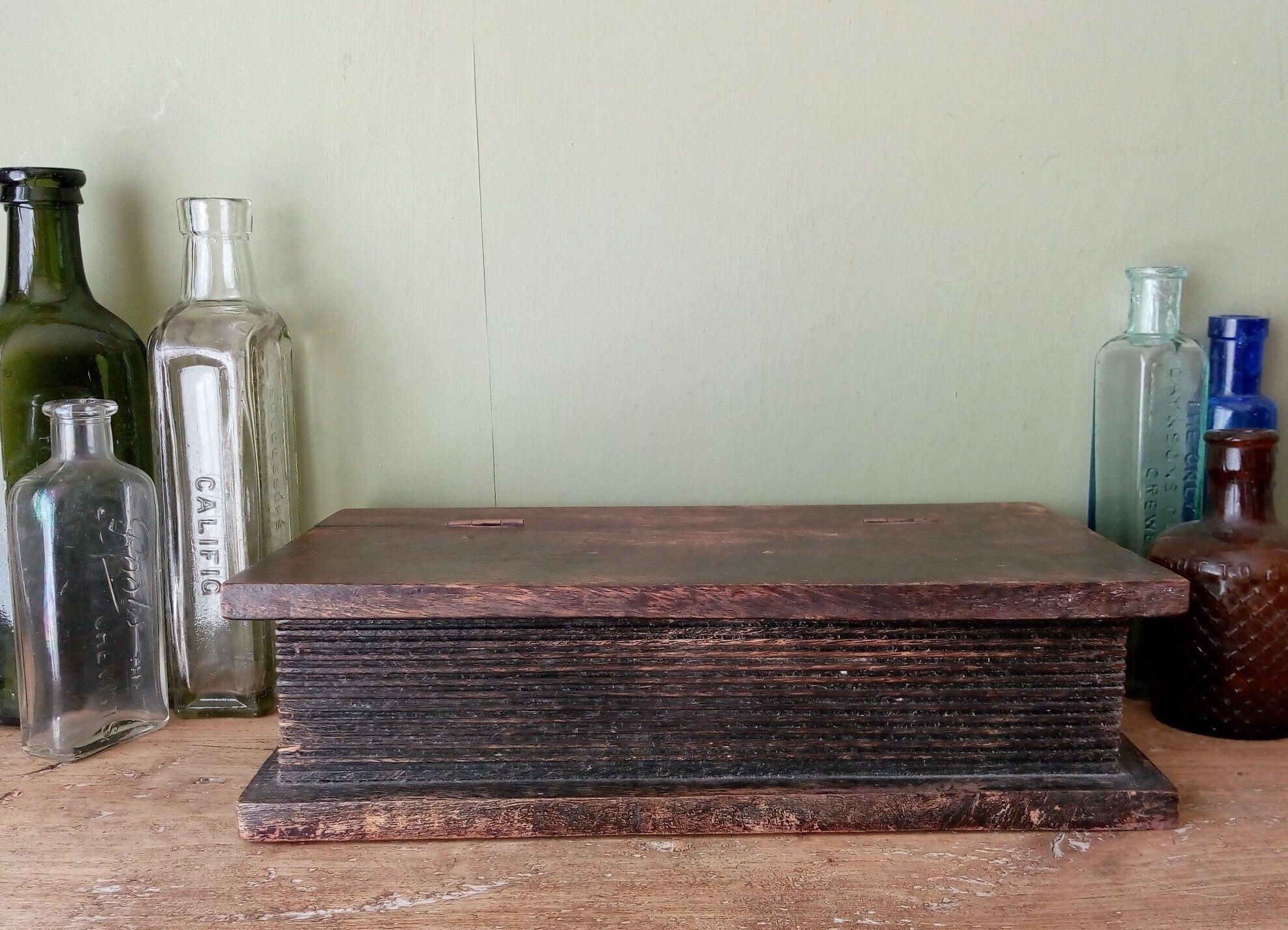 Victorian Antique Wooden Faux Book Box / Book Safe / Trinket or