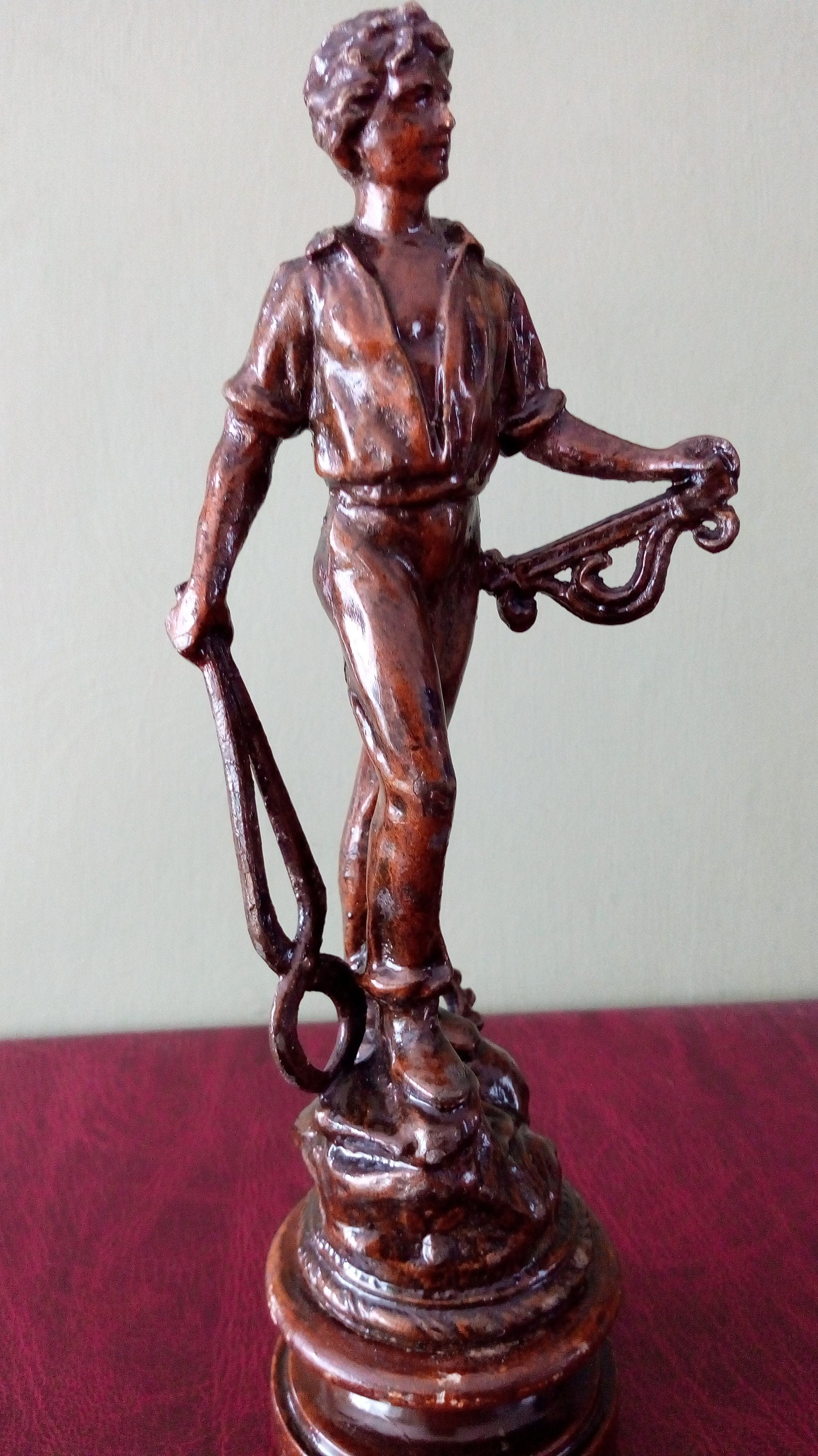 Vintage Bronze painted Brass Figure Metal Foundry Worker / Etsy