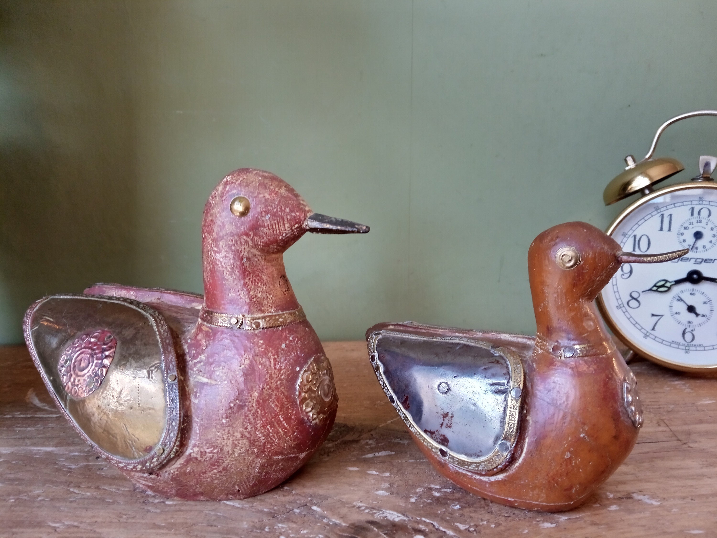 Lovely Pair of Vintage Wooden and Metal Ducks Figures / Etsy