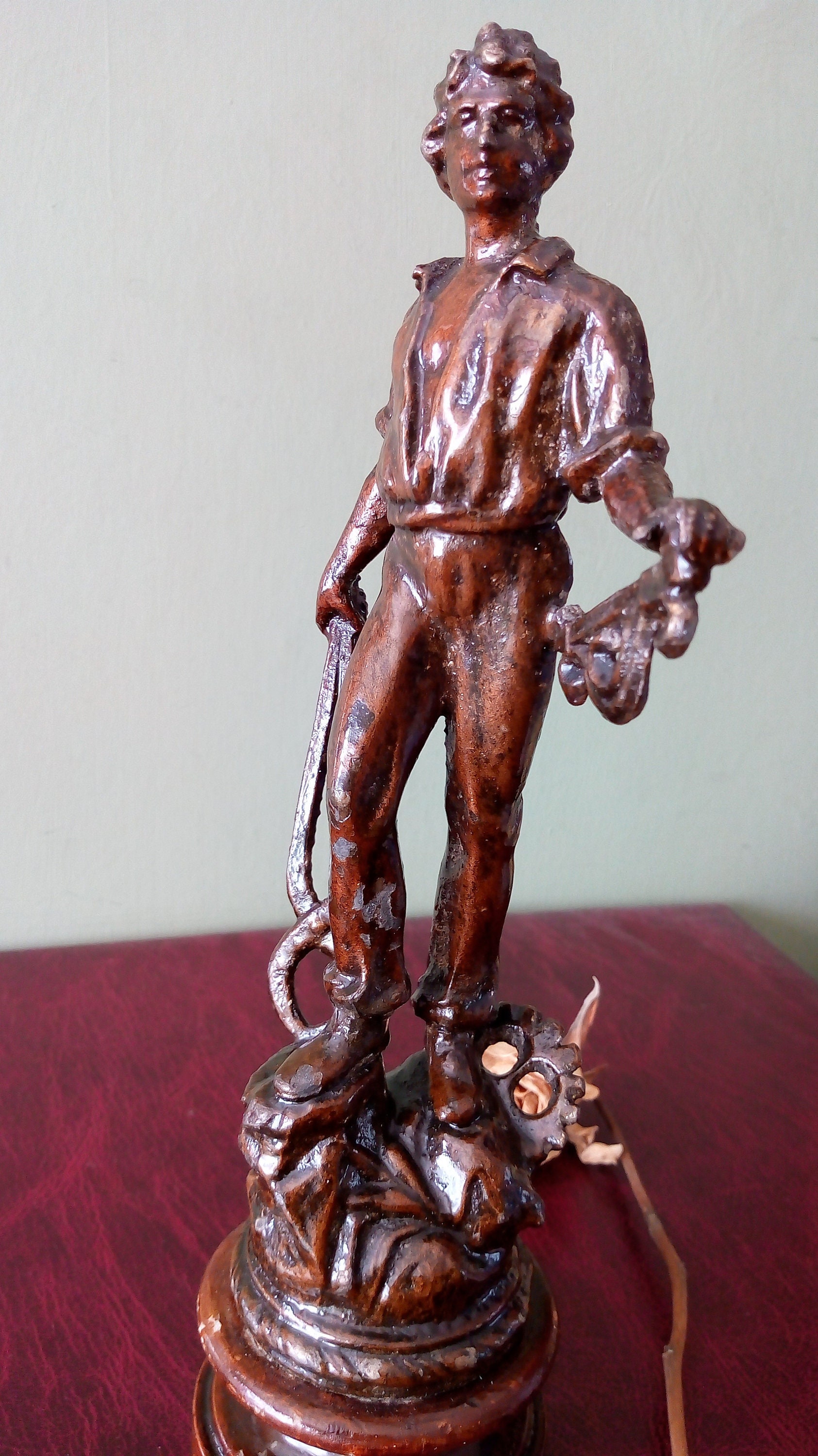 Vintage Bronze painted Brass Figure Metal Foundry Worker / Etsy