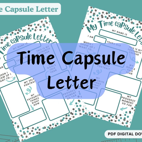 Children's Time Capsule Letter, Instant Download Printable, First Birthday Time Capsule, New Years Letter, Memory Keepsake