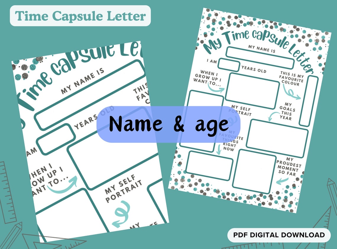 Children's Time Capsule Letter, Instant Download Printable, First