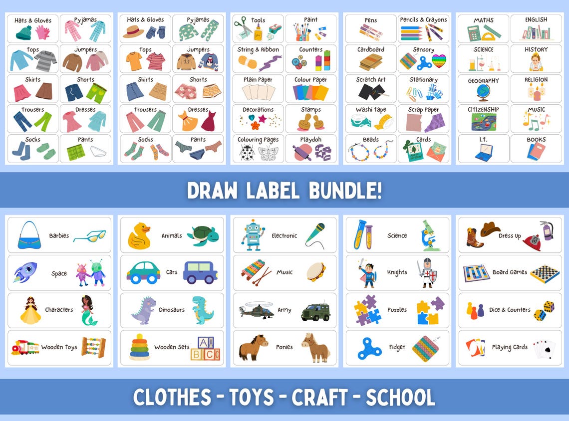 Draw String Labels Children's Draw Labels, Instant Download Printable, Craft Organisation ...