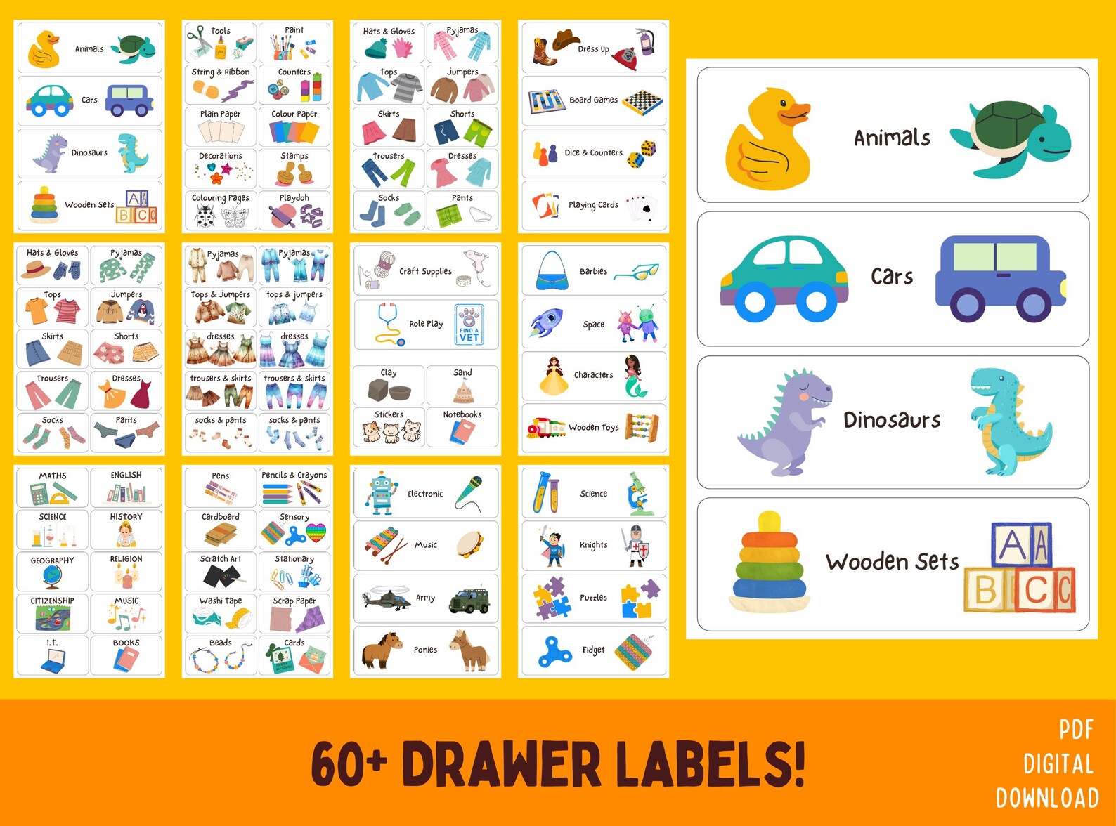Children's Draw Labels, Instant Download Printable, Craft Organisation ...