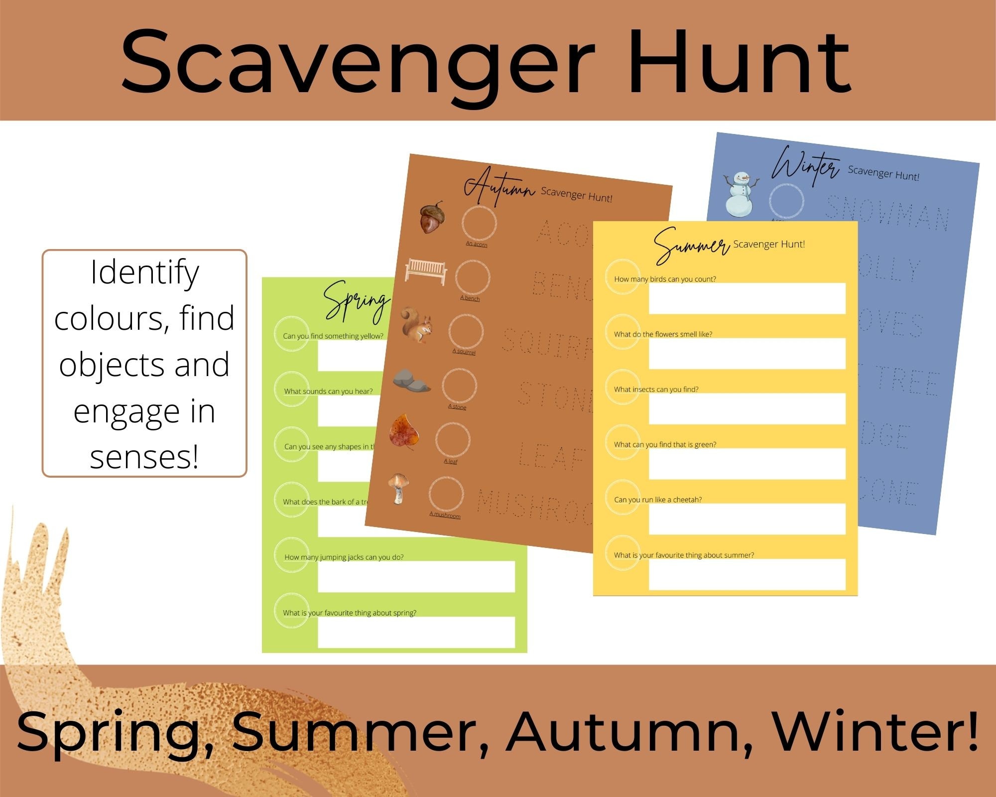 scavenger hunt for kids seasonal outdoor activity printable etsy