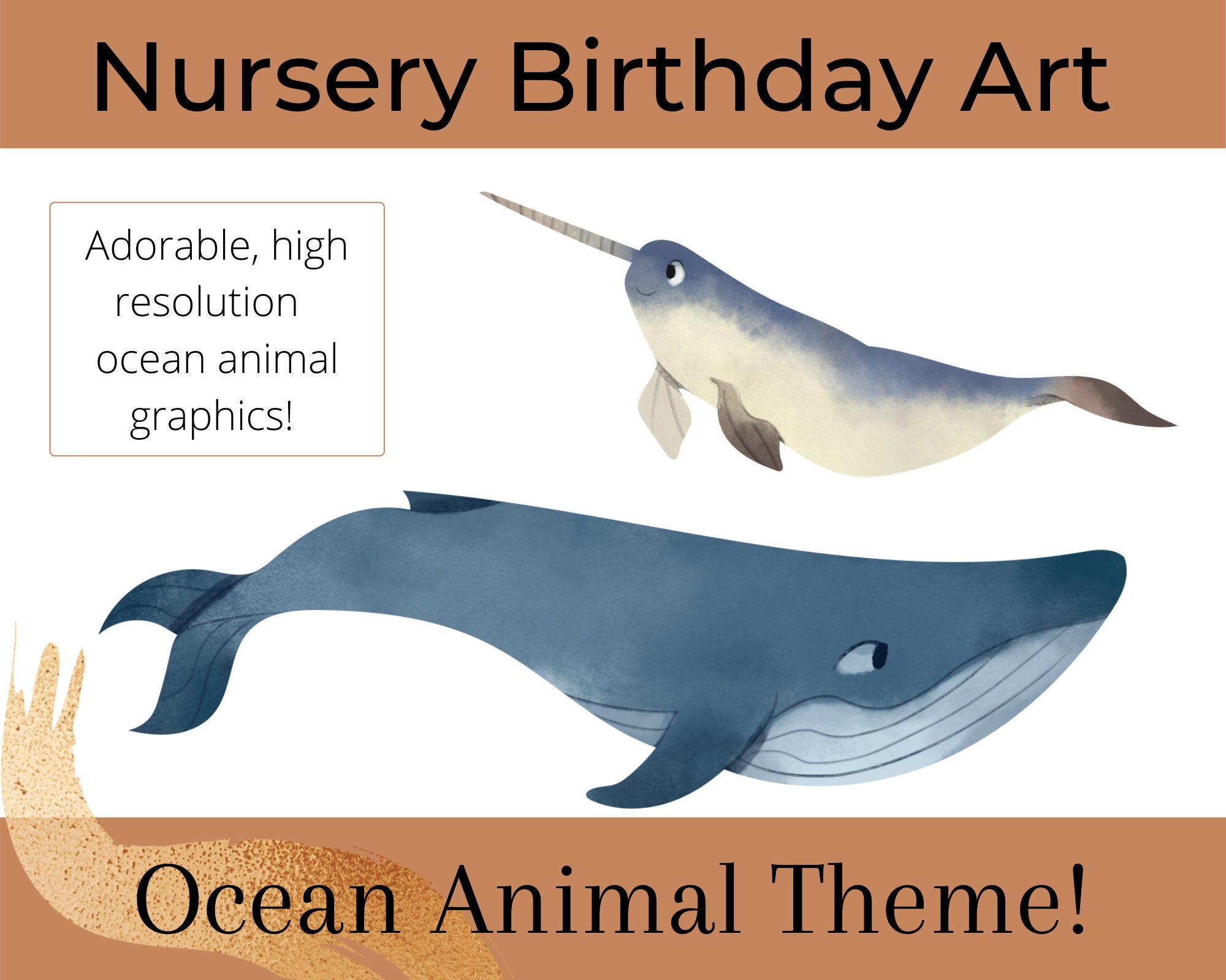 Ocean Animal Themed Nursery Birthday Art Nursery Decor Name | Etsy