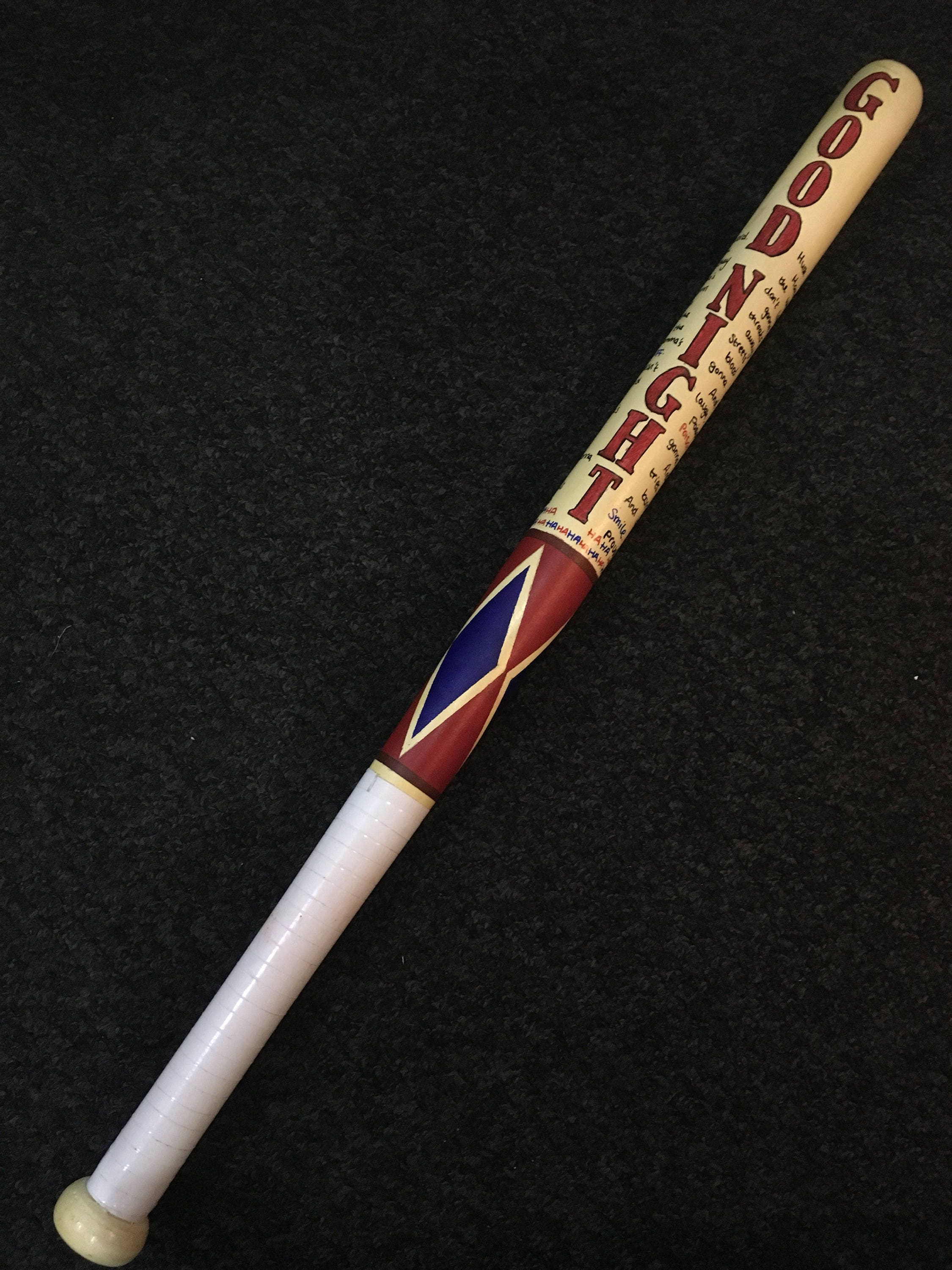 Harley Quinn Suicide Squad wooden baseball bat. Handpainted. Etsy Polska