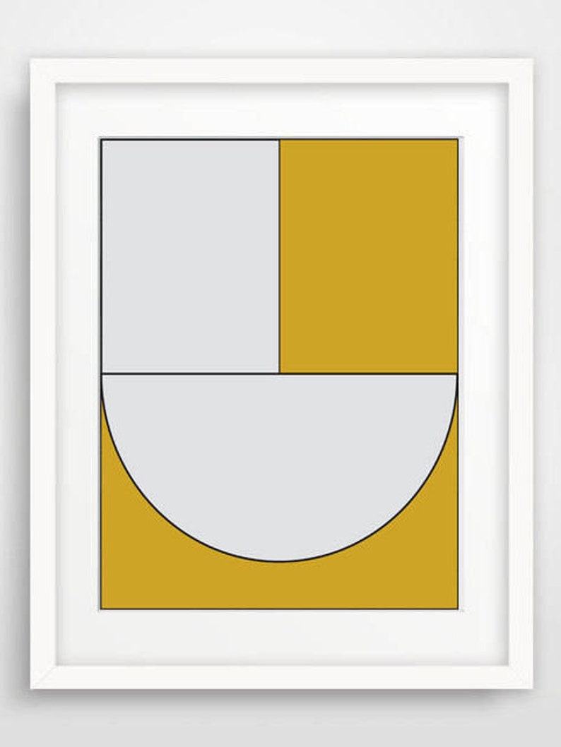 Yellow Geometric Art Print: Modern Minimalist Wall Decor bild 1