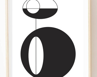 Black and White Mid-Century Modern Art Print