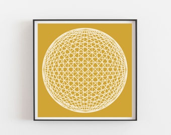 Art jaune, art coloré lumineux, impression géométrique d’art, art d’illustration, art industriel, art architectural, art carré, impression de dessin de ligne, giclee d’art