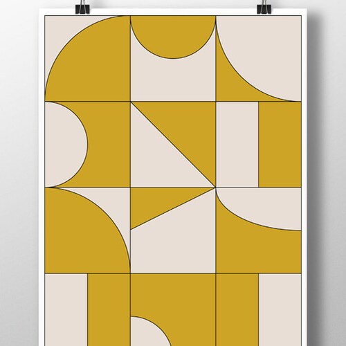 Yellow Geometric Abstract Art Print Wall Art Modern Wall Art Etsy
