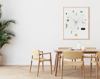 Impression d'art géométrique Mid-Century : décoration murale bohème minimaliste