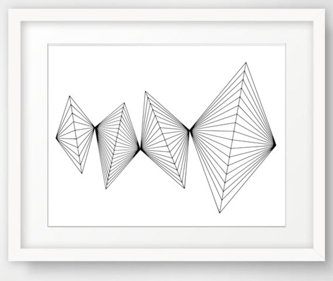 Geometric Line Art Print: Minimalist Black and White Illustration - Etsy