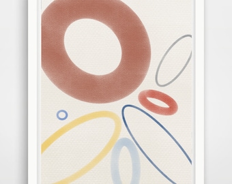 Impression d'art cercles géométriques : art mural abstrait pastel