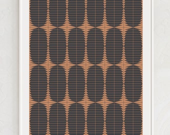 Imprimé orange brûlé d’art, art de mur modelé, impression géométrique, art géométrique de modèle, art coloré de grès, art d’illustration, art de Boho, art de Boho
