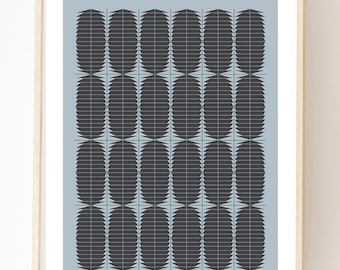 Impression d'art motif géométrique bleu : décoration murale bohème scandinave