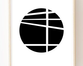 Impression d'art géométrique : fils croisés, minimalisme noir et blanc