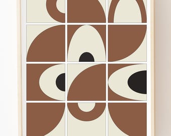Brown Geometric Art Print: Modern Minimalist Wall Decor