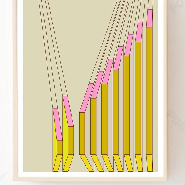 Colorful Prints,Geometric Print,Perspective Print,Modern Digital Artwork,Yellow Geometric,Pink Art Print,Bright Colored Art,Large Art Print