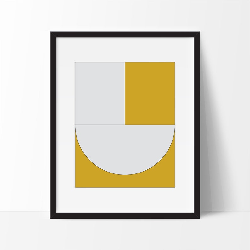 Yellow Art,Yellow Wall Art,Geometric Print,Simple Art,Minimalist Art Print,Yellow Wall Decor,Abstract Modern Art,Black and Yellow Art image 2