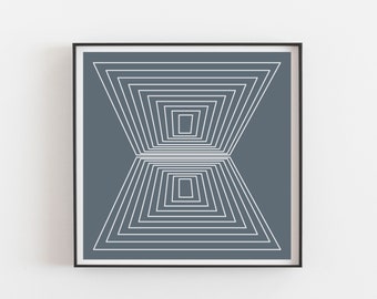 Art bleu, impression de perspective, impression géométrique abstraite d’art, art simple, art d’illustration, art architectural, art carré, impression d’art de ligne, grands tirages