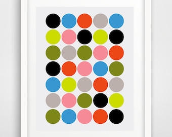 Colorful Polka Dot Art Print: Modern Nursery Wall Decor