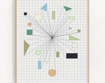 Midcentury Geometric Art Print: Bohemian Minimalist Wall Decor