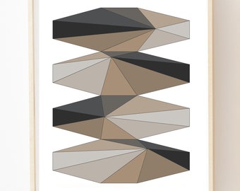 Neutral Octagons Art Print: Mid-Century Modern Geometric Wall Art